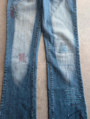 Y2K Flared Jeans Women’s Small Blue Embroidered Denim Low Rise Bootcut