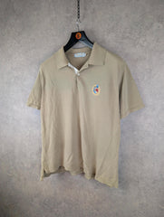 Aquascutum Polo Shirt Mens Extra Large XL Beige Vintage 90s Short Sleeve Cotton