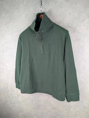 Seasalt Cornwall Jumper Womens Size 24 Green Pullover Quarter Zip Organic Cotton