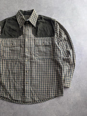 Vient Shirt Men's Medium Green Check Cotton Country Hunting Outdoor