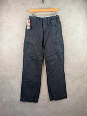 Criminal Damage Cargo Trousers 2000s Chunk Black Cargo Pants 28" New Deadstock