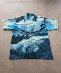 Y2K Shirt Men’s Large Blue Surf Hawaiian Holiday Summer