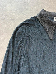 Y2K Blouse Women’s Medium Black Textured Long Sleeve Shirt Sparkly