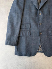 CP Company Blazer Men’s 42R Blue Check Wool Made In Italy Tailored Vintage