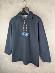 Vintage Fleece Womens M Medium Navy Floral