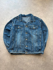 Y2K Denim Jacket Women’s Large Blue Oversized Trucker Jacket Vintage Western