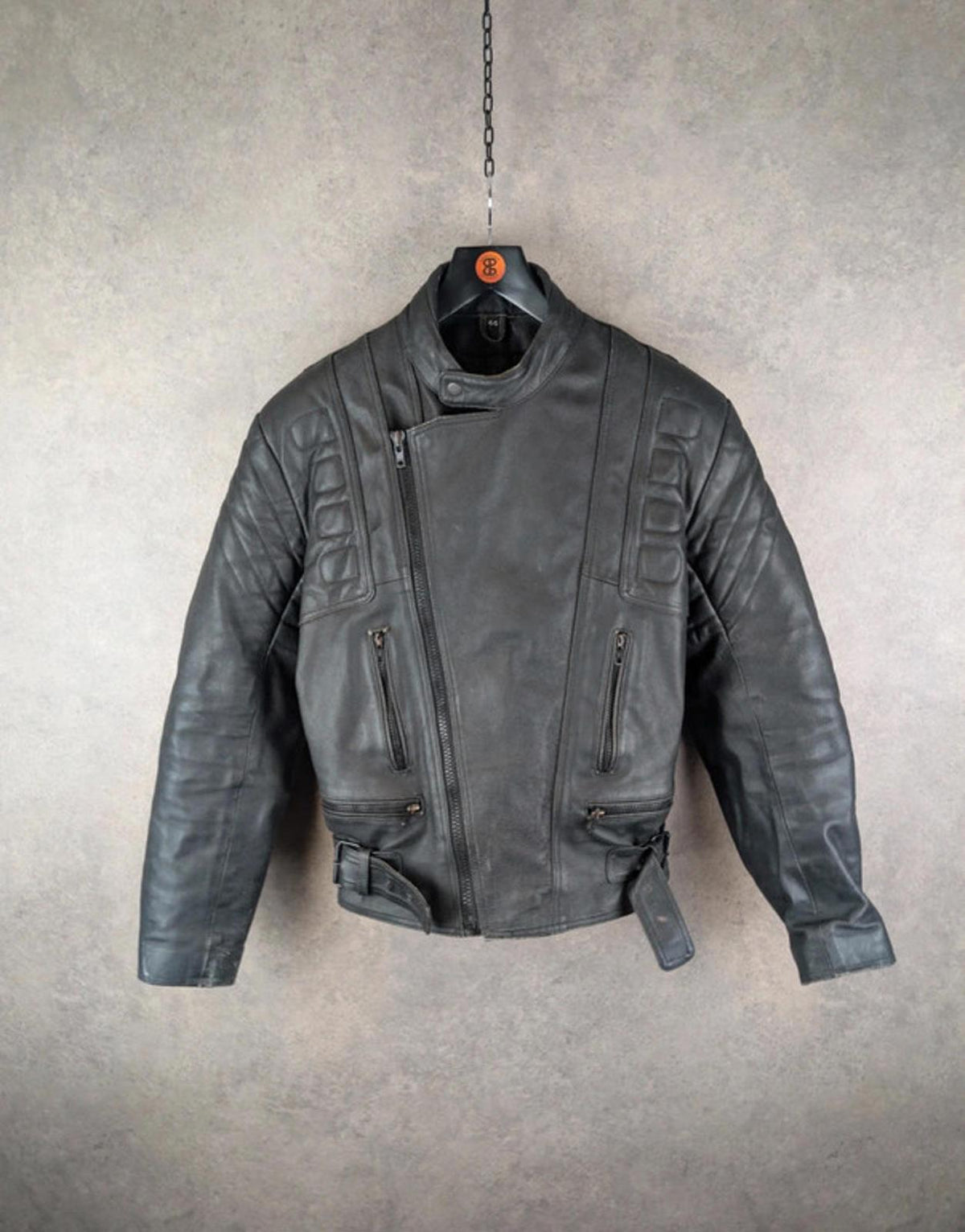 Vintage Motorcycle Jacket Mens L Large Black Leather