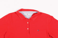 Tommy Hilfiger Polo Shirt 3/4 Sleeve Large L Red