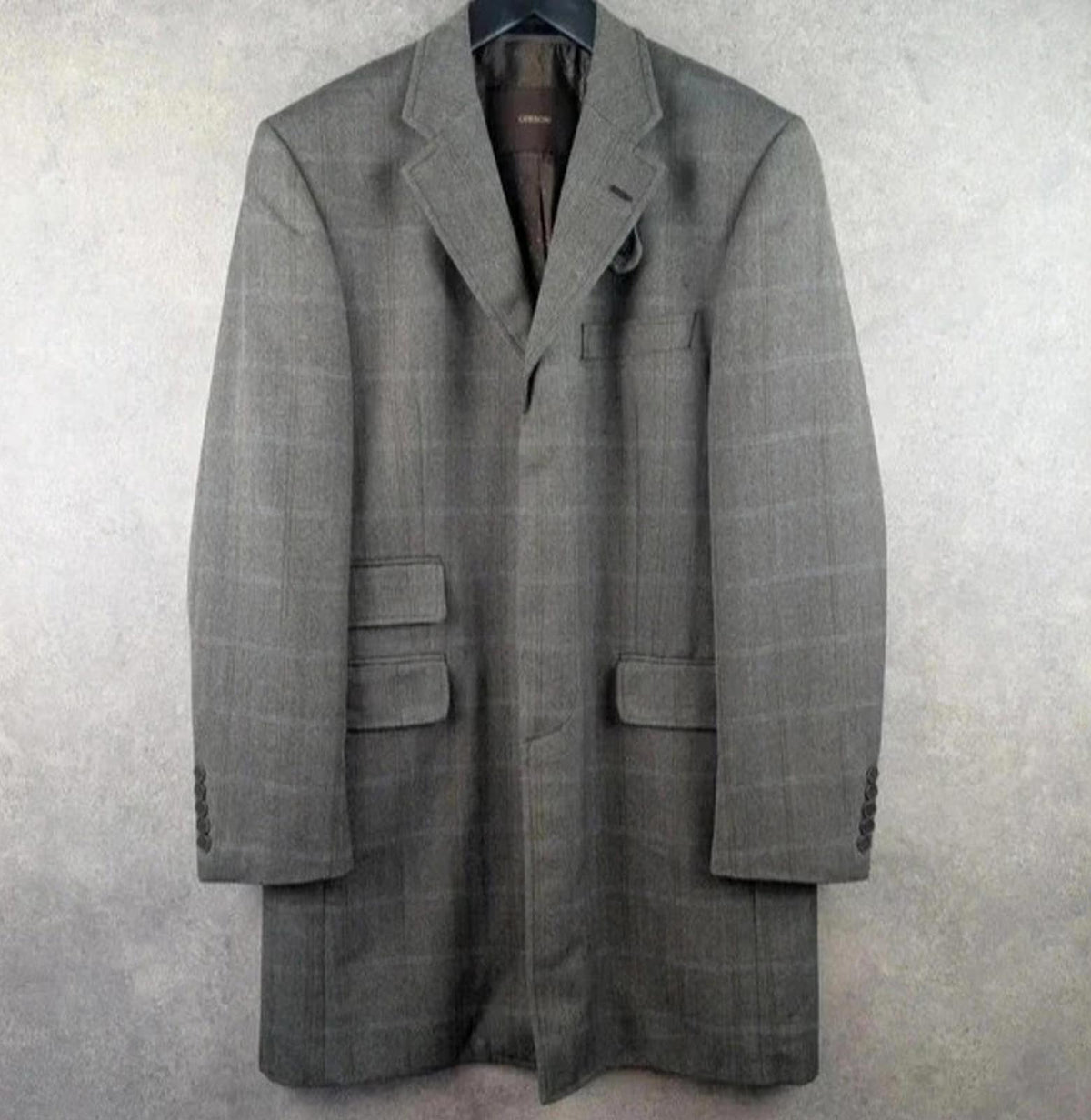 Gibson Coatt Mens Large L Checked Formal Overcoat