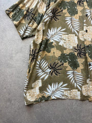 Hawaiian Shirt Men’s 2XL Green Tropical Short Sleeve Holiday Festival Surf