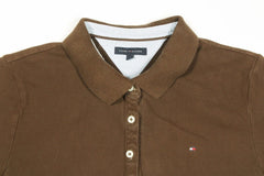 Tommy Hilfiger Polo Shirt Womens Medium M Brown Short Sleeve