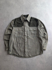 Vient Shirt Men's Medium Green Check Cotton Country Hunting Outdoor