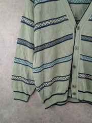 Cacharel Jumper Mens XL Extra Large Green Vintage Cardigan Cotton Linen Italy