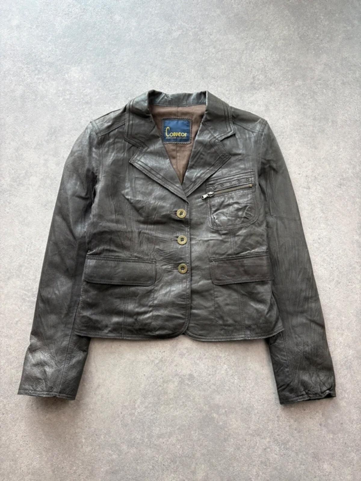 Conveor Leather Jacket Women’s Small Brown Y2K Real Leather Western Country