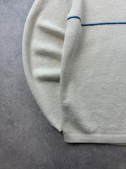Firetrap Jumper Men’s XL Cream Y2K Knitted Wool Blend Mock Neck Sweater