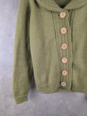 Hand Knitted Jumper Womens Small S Green