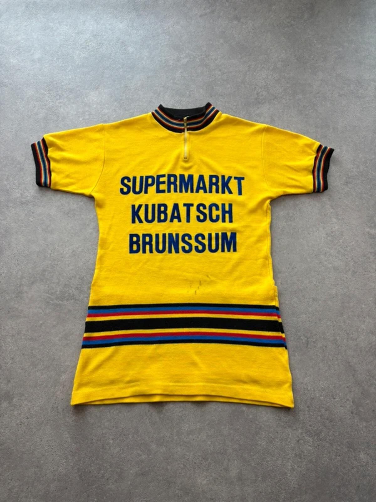 Vintage 1980s Cycling Jersey Men’s Medium Yellow Retro Race Bicycle Sports Top