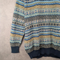 Les Jacuelines Jumper Mens Large L Knitted Vintage Cotton Multicoloured