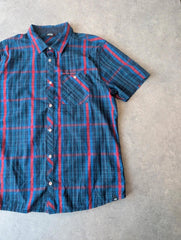 Animal Y2K Shirt Men’s XL Blue Checked Short Sleeve Button Up Surf Skate