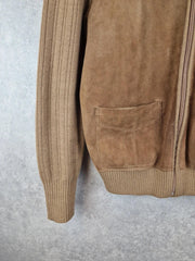 Vintage St Michael suede jacket mens small brown wool full zip Chore casual