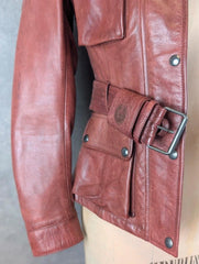 Belstaff Leather Jacket – Women’s Small – Brown – Belted Moto Designer