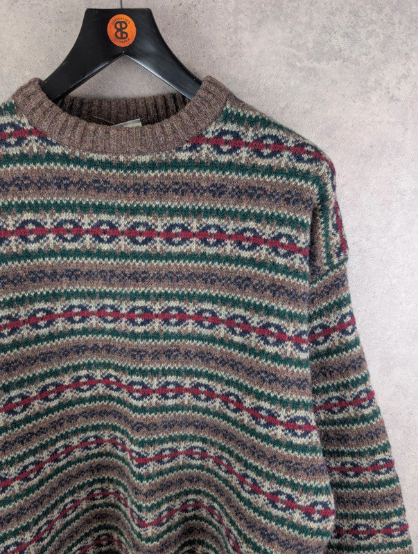 Vintage Knitted Jumper Mens XL Extra Large Shetland Wool Retro Pullover