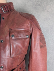 Belstaff Leather Jacket – Women’s Small – Brown – Belted Moto Designer