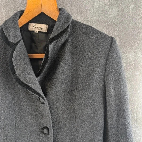 Lenny Made in Spain Wool Black Jacket Womens Size 8
