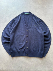 Fred Perry Cardigan Men’s XL Navy Button Up Made In England Knitted Casual Mod