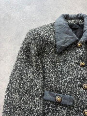 Y2K Wool Jacket Women’s Medium Grey Cropped Tailored Structured