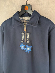 Vintage Fleece Womens M Medium Navy Floral