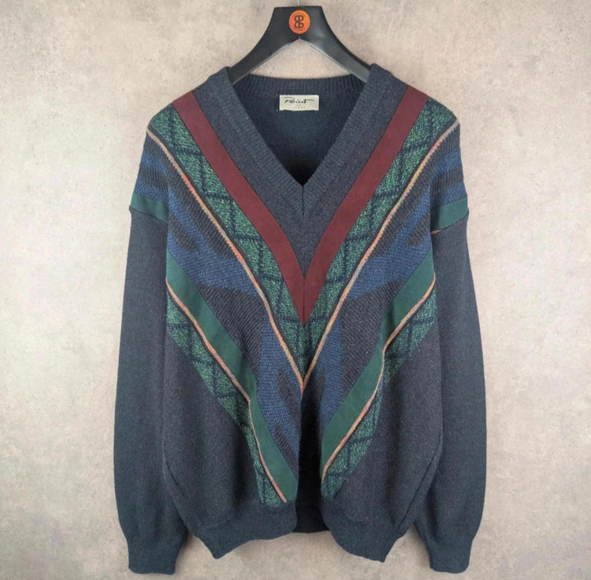 Point Jumper Mens XL Extra Large Vintage Knitted Retro Pullover