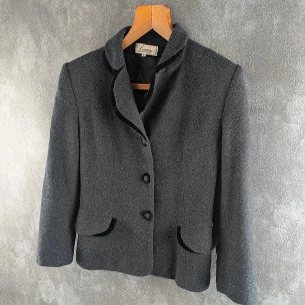 Lenny Made in Spain Wool Black Jacket Womens Size 8