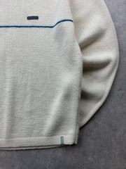 Firetrap Jumper Men’s XL Cream Y2K Knitted Wool Blend Mock Neck Sweater