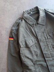 Vintage German Military Overshirt Men's Medium Green Heavy Cotton Utility
