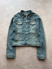 Kocca Denim Jacket Women’s Medium Y2K Blue Country Western Cropped Fitted