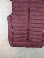 U.S Polo Assn. Jacket Mens L Large Burgundy Gilet Padded Body Warmer