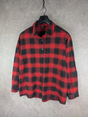 Vintage Flannel Shirt Mens Large L Red Checked