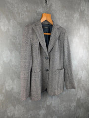 Max Mara Jacket Womens Extra Small XS Weekend Linen/Wool Herringbone Blazer Grey