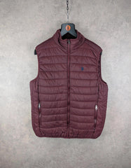 U.S Polo Assn. Jacket Mens L Large Burgundy Gilet Padded Body Warmer