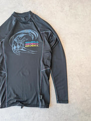 O'Neill Rash Top Men's Small Black Long Sleeve Surf Skate Summer Performance Fit