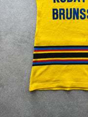 Vintage 1980s Cycling Jersey Men’s Medium Yellow Retro Race Bicycle Sports Top