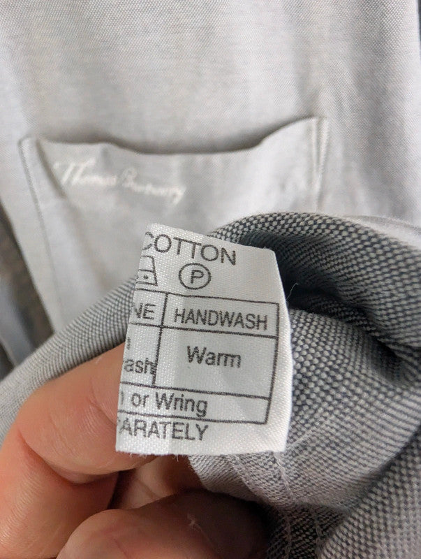 Thomas Burberry Shirt Mens Large L Grey Short Sleeve Cotton