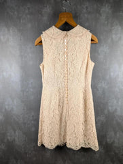 Lucy In Disguise Silk Floral Sleeveless Dress Cream Size 10