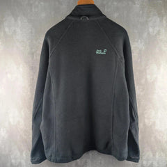Jack Wolfkskin Jumper Mens XL Extra Large Black Fleece Jacket