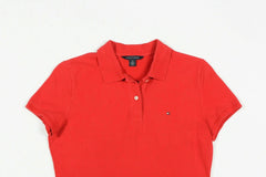 Tommy Hilfiger Polo Shirt Womens Medium m Red Short Sleeve