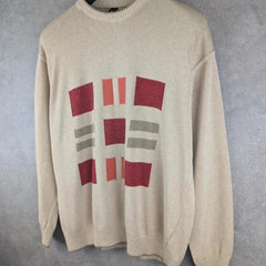 Vintage Knitted Jumper Mens Extra Large XL Beige Pullover