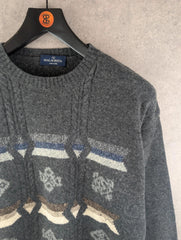 Malagrida Jumper Mens Extra Large XL Grey Wool Italian Vintage Retro