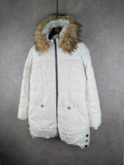 Orolay Park Coat Womens M Medium White Puffer Hooded