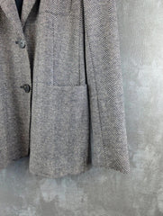Max Mara Jacket Womens Extra Small XS Weekend Linen/Wool Herringbone Blazer Grey